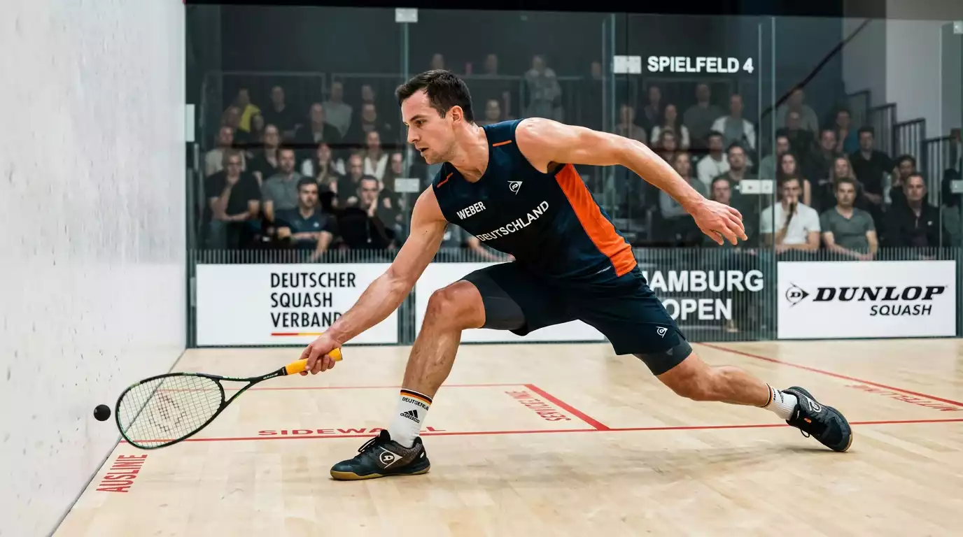 Squash-Spieler auf dem Court während eines Turniermatches